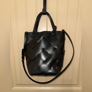 ETIENNE AIGNER MEDIUM LEATHER ELLA WOVEN SATCHEL CROSSBODY LUGGAGE